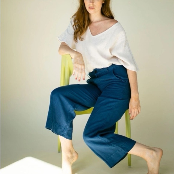 Suunday Pants - Suunday Linen Wide-leg High Waisted Davy Pant Size Small